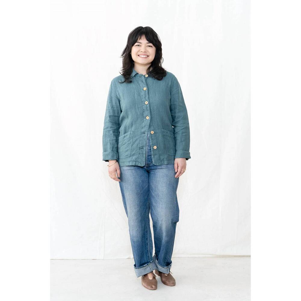 NEW ARMOR-LUX fisherman's linen jacket in silver pine